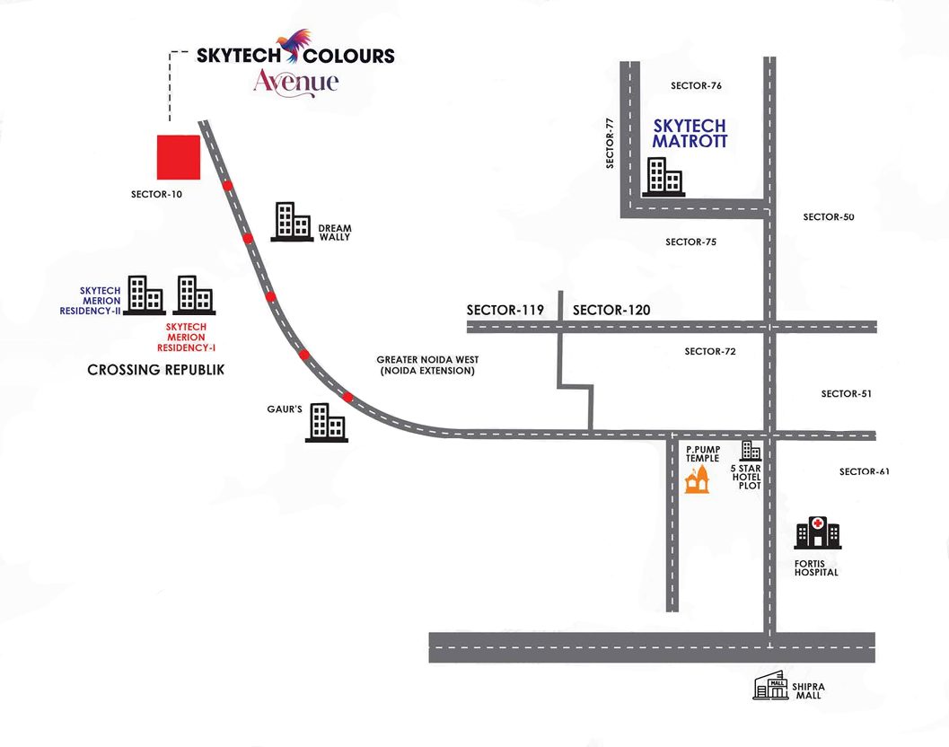 Skytech Colours Avenue Location Map
